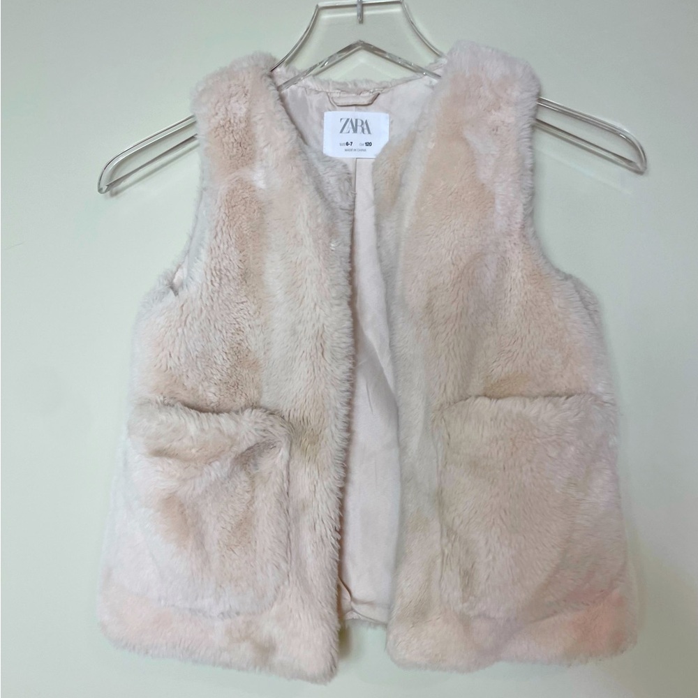 Zara Kids White Faux Fur Vest